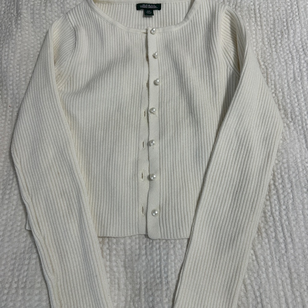 Wild Fable Ribbed Cream Cardigan Sweater